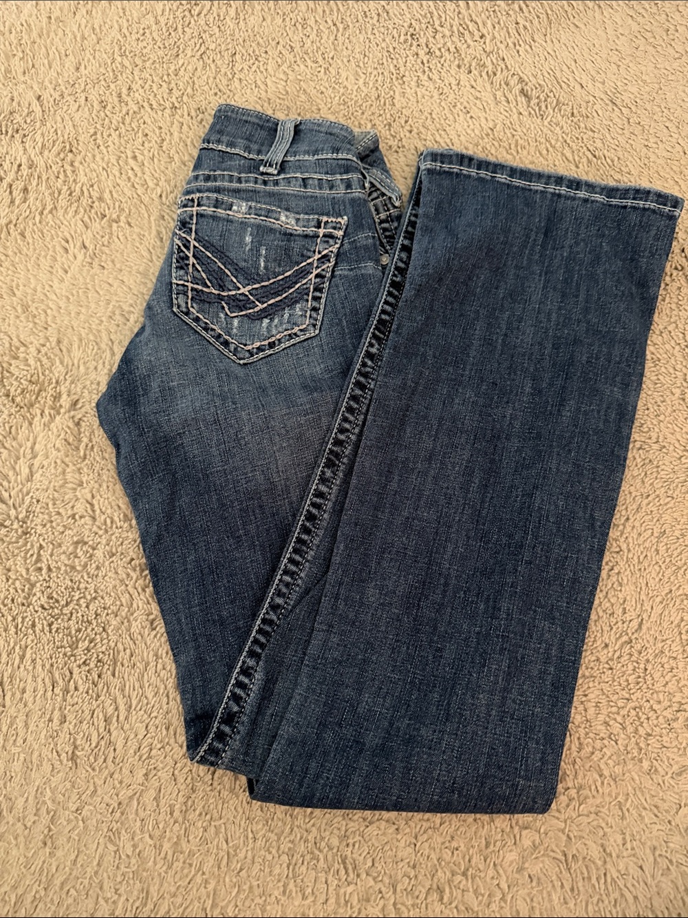 Ariat Dark Blue Bootcut Jeans with Contrast Back Stitching